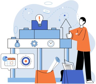 İş geliştirme. Vektör çizimi. İş arayanlar, emek isteyen iş dünyası konsepti illüstrasyonlarıyla rekabetçi iş piyasasında dolaşırlar. Karmaşık fikirleri etkili bir şekilde aktarırlar.