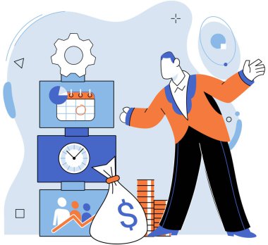 İş geliştirme. Vektör çizimi. Takım dayanışması ve verimliliği için becerikli yönetim hayati önem taşımaktadır. Doğru mesleği bulmak için kendini keşfetmek ve iş arayanların yol göstermesi gerekir.