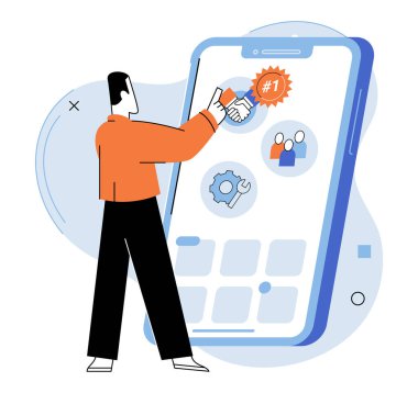 İş hizmetleri. Vektör çizimi. Operasyonlar üzerindeki kontrolün sürdürülmesi istikrarı ve başarıyı güvence altına alır. Olağanüstü işlerin gerçekleştirilmesi için net ve kısa iletişim şarttır.