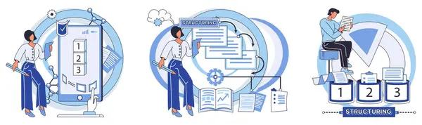 Workflow Vector Illustration Multitasking Skill Contributes Efficient Work Organization Strategic — Stock Vector