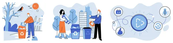 Afvalverwijdering Vector Illustratie Milieubewust Zijn Betekent Omarmen Van Mindset Milieuverantwoordelijkheid — Stockvector