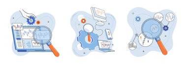 Veri analizi Vektör çizimi. Bankacılık sektörü riski değerlendirmek ve finansal operasyonları optimize etmek için veri analizine dayanır. Ticari ticaret veriler ve analitikler tarafından giderek daha fazla teşvik edilmektedir.