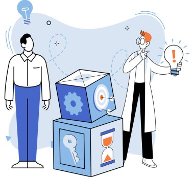 Kutu fikri vektör illüstrasyonunun dışında. Dışarıdan düşünmek yaratıcı çözümler için yenilikçi fikirleri ateşliyor. Eğitim zihni körüklüyor, alışılmışın dışında düşünmeyi teşvik ediyor ve başarının anahtarı hayal gücü.