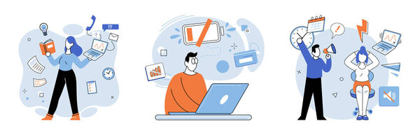 Working hard vector illustration. The working hard metaphor visually represents intense effort and sacrifices made in pursuit success Finding effective strategies to manage workload and deadlines