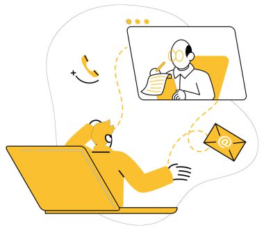 Takım iletişim vektör çizimi. Beyin fırtınası yaratıcılığı ateşliyor, takım için yenilikçi çözümler yaratıyor. Stratejik işbirliği yoluyla kurumsal hedeflere ulaşılıyor.