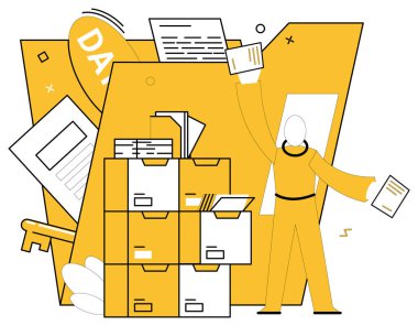 Data analytics vector illustration. Monitoring pulse data is heartbeat analytical landscape Analyzing trends is compass guiding businesses through digital landscape Analytical skills are architects clipart