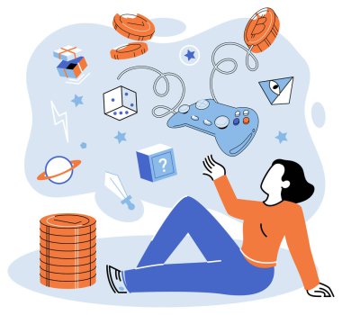 Gamefi vektör çizimi. GameFi içindeki oyun ağları oyuncular ve geliştiriciler için gelişen bir ekosistem yaratıyor Siber uzay, GameFi endüstrisinde gelişen işletmeler için sanal ortam sağlıyor