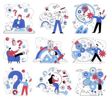 Zihinsel işleme vektör çizimi. Bahçe düşüncesi dikkatli işleme ile ilgilenildiğinde zihinsel refah gelişir. Fikir nesli verimli tarlalardan elde edilir. Zihinsel işleme.