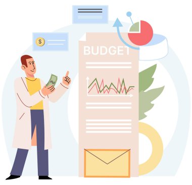 People analysis budget. Calculate financial plan of save income and expense management. Project cost estimation, calculate budget or resources to finish work, financial plan, invoice or tax, expense clipart