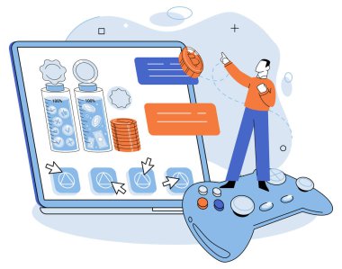 Play to earn vector illustration. The play to earn revolution has disrupted traditional business models, offering new avenues for financial growth and prosperity Play to earn games blur boundaries clipart