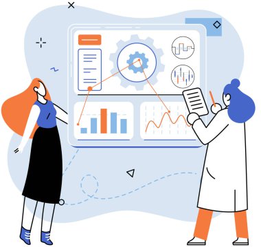 Teknik analiz. Vektör çizimi. Verilerin analiz edilmesi, teknik analizler yapmak ve bilgilendirilmiş finansal kararlar vermek için gereklidir.