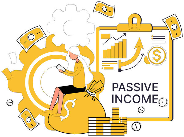 Passive income vector illustration. Investing, silent sculptor, molds statues wealth in gallery passive income Increase is silent whisper propels passive income to new heights financial achievement