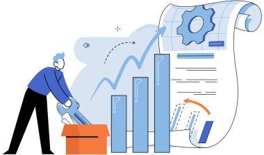 İş geliştirme, veri analizi. Büyüme çizelgelerini analiz eden finansör adam. Satışları ve becerileri arttır. İnsan analizi. Yatırımı izliyordum. Finans raporu grafiği. Bilgi ve diyagramlar