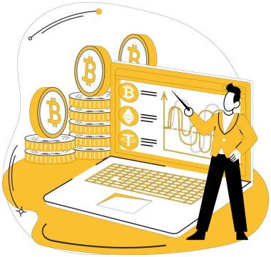 Cryptocurrency investment vector illustration. The digital coin, symbol progress, transforms financial landscapes online Navigate sea opportunities with comprehensive cryptocurrency strategy clipart