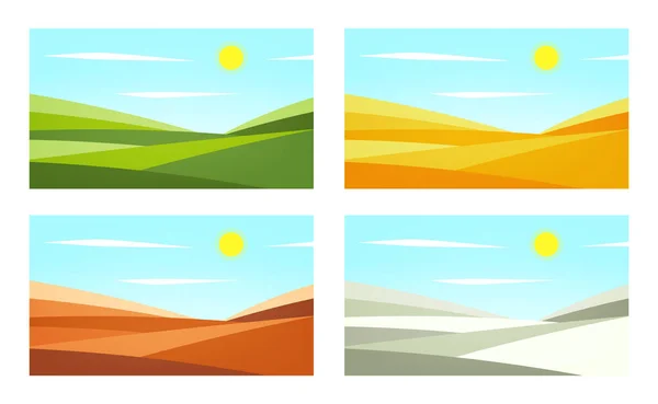 Four seasons landscape. Minimal style. Vector illustration.