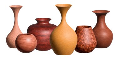 Güzel çeşitli vazolar ve dokular.