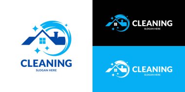 Birinci sınıf temizlik şirketi logosu. Vektör illüstrasyonu.
