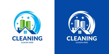 Lüks temizlik şirketi logosu. Vektör illüstrasyonu.