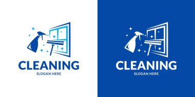 Pencere temizleme servisi logosu. Vektör illüstrasyonu.