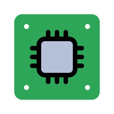 İşlemci simgesi. Düz renk biçimi.