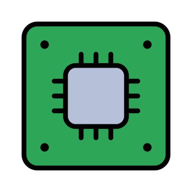 İşlemci simgesi. Doğrusal renk biçimi.