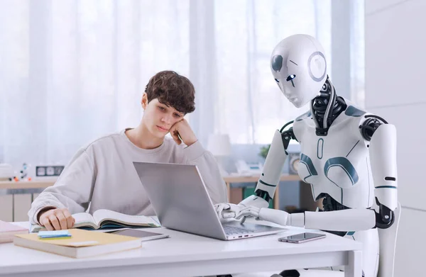 Robot Teacher Makes Every Lesson Exciting Experience Robot Human Collaboration — Stock Photo, Image