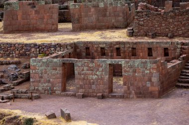Pisac terasları Pisac Arkeoloji Parkı 'nın en dikkat çekici özelliklerinden biridir. 