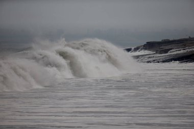 Büyük fırtınalı deniz dalgası. Peru Sahil Hattı - Caplina La Herradura Chorrillos.