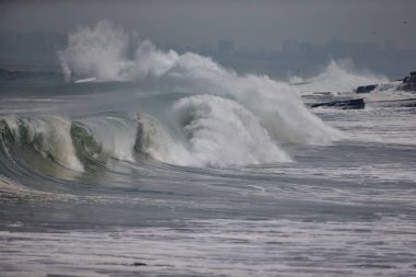 Büyük fırtınalı deniz dalgası. Peru Sahil Hattı - Caplina La Herradura Chorrillos.
