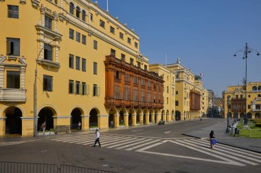 Lima, Peru 'daki tarihi sömürge mimarisi, bu UNESCO Dünya Mirası Alanının güzelliğini ve cazibesini yansıtıyor. Tarihi merkez.