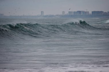 Büyük fırtınalı deniz dalgası. Peru Sahil Hattı - Caplina La Herradura Chorrillos.