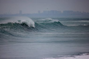 Büyük fırtınalı deniz dalgası. Peru Sahil Hattı - Caplina La Herradura Chorrillos.