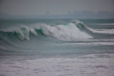 Büyük fırtınalı deniz dalgası. Peru Sahil Hattı - Caplina La Herradura Chorrillos.