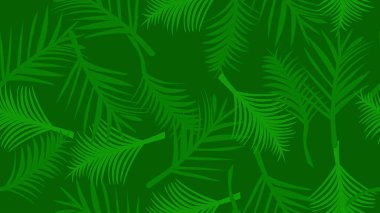 Avuç içi tropikal bitkilerin pürüzsüz deseni. Koyu yeşil çizilmiş. Vektör çizimi. Duvar kağıdı, sunum, pankart vs. için uygun.