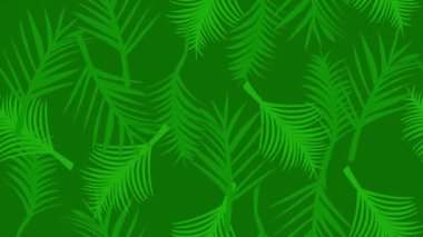 Avuç içi tropikal bitkilerinin el yapımı koyu yeşil renkli animasyon arkaplan deseni. 4K görüntülerini tekrar oynat. Duvar kağıdı, sunum, pankart vs. için uygun.