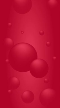 Renk derecelendirmeli kırmızı top baloncuk dikey arkaplanı animasyonu. 4K görüntülerini tekrar oynat. Duvar kağıtları, sunumlar, afişler vs. için uygundur.