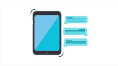 Renkli akıllı telefon sohbet simgelerinin animasyonu. 4K görüntülerini tekrar oynat. Web, sosyal medya vs. için uygundur.