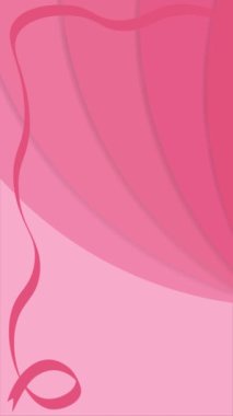 Kanser Günü dikey döngü animasyonu. Sallanan kurdeleli pembe kanser günü afişi. Metin için yer