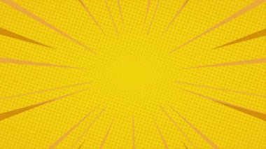 Sarı mizah arkaplan animasyonu, pop sanat tarzında kalın çizgiler, güzel yarım ton derecelendirme. Hareket grafikleri. Çizgi romanlar, baskılar, posterler vs. için uygundur.