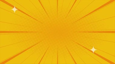 Portakal renkli çizgi roman arkaplanının çizgileri ve pop sanatları tarzında yıldızlar, güzel bir yarım ton derecelendirme. Hareket grafikleri. Çizgi romanlar, baskılar, posterler vs. için uygundur.