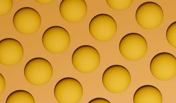 Top View Yellow Render Pattern Balls Isolated Orange Background Rendring — Stock Photo, Image