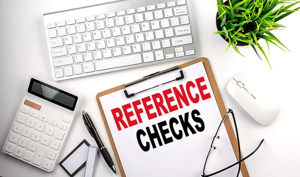 Reference Checks Tekst Białej Księdze Napis Notatniku — Zdjęcie stockowe