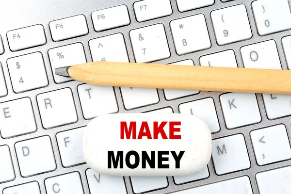 Make Money Text Vitbok Inskriptionen Anteckningsboken — Stockfoto
