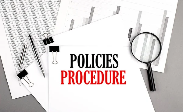 POLICIES PROCEDURE text on a paper on chart background