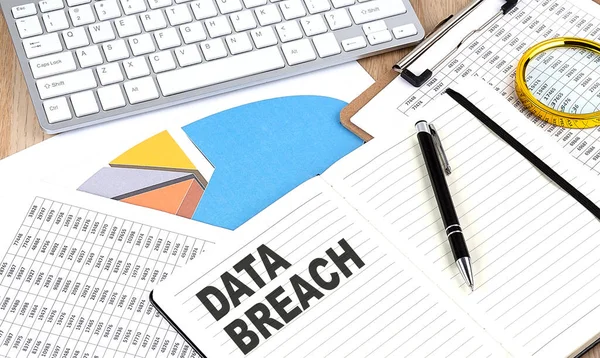 Data Breach Text Notebook Chart Keyboard — Stock Photo, Image