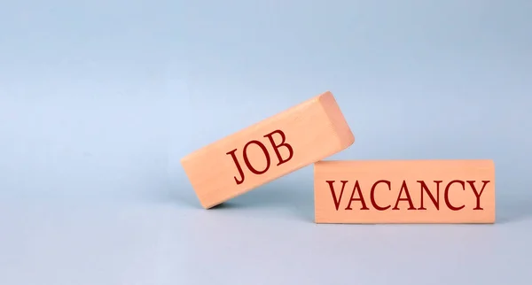 Job Vacancy Texto Sobre Bloque Madera Fondo Azul — Foto de Stock