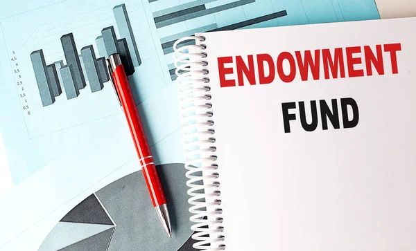Endowment Fund Texto Notebook Com Caneta Plano Fundo Gráfico — Fotografia de Stock