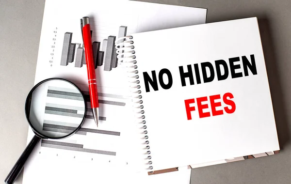 stock image NO HIDDEN FEES text written on a notebook with chart