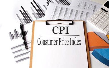 Grafik arka planında CPI olan kağıt, iş