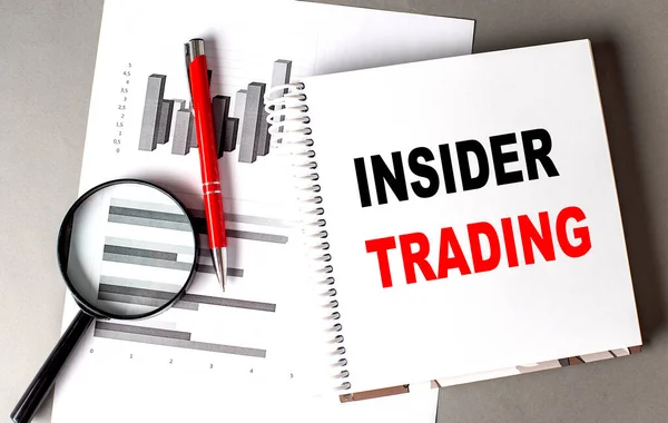 stock image INSIDER TRADING text written on a notebook with chart
